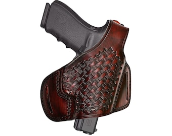 Funda de cuero tipo panqueque hecha a mano: compatible con CZ 75B, SP01, P01, P10S y Shadow 2