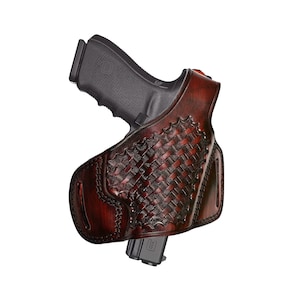 Pancake Leather Holster For Sig Sauer P226, P365, P229, P320, P250, P238, P239, P938, 1911 - Basket Weave - Genuine Leather