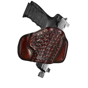 Taurus G2 PT111, G2C, G2S OWB Leather Holster - Basket Weave - Genuine Leather