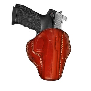 Kabura skórzana OWB pasuje do pistoletów Glock 17, 19, 21, 26, 27, 30, 42, 43, 43X - oryginalna skóra - szybkie dobywanie