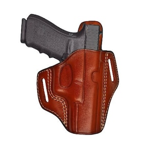 Leather Holster Fits SW MP Shield, MP40, 5906, 6906, 1911 - Double Magazine - Genuine Leather
