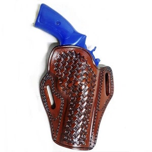 Leather Holster Fits Colt King Cobra, Python .357 Magnum - Genuine Leather - Basket Weave