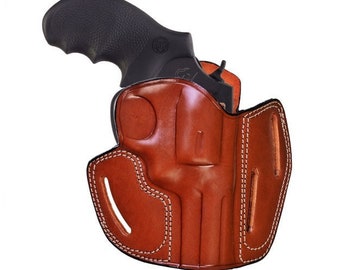 Leather Holster Fits SW Model 686, 586, 60, 10, 19 - SpeedLoader - Genuine Leather - Revolver Leather Holster