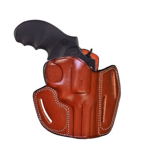 OWB Leather Holster Fits Colt King Cobra, Python .357 Magnum - 3 Slot Style - Fast Draw - Speedloader