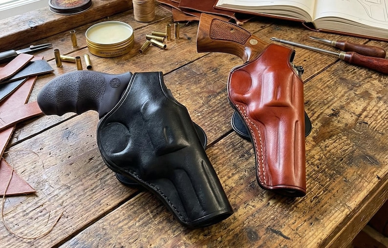 Leather Paddle Holster Fits Ruger GP100 & SP101 image 2