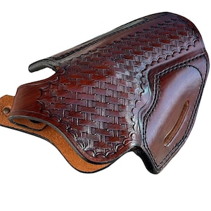 Funda de cuero para revólver BasketWeave para Ruger GP100 o SP101 imagen 5