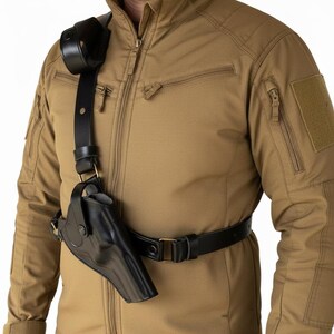 Leather Chest Holster Fits Ruger GP100, SP101 - SpeedLoader - Genuine Leather - Revolver Chest Holster image 3