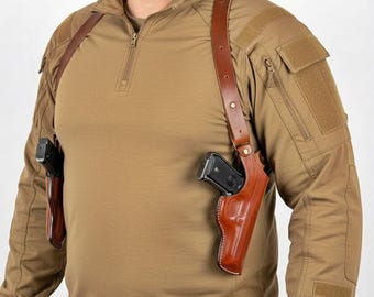 S&W 686 357マグナム用レザーダブルガンショルダーホルスター - Etsy 日本