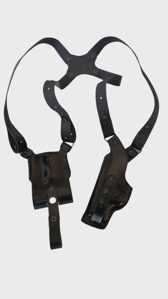 レザーショルダーホルスター（ブラウニングHP＆1911、ダブルマガジン