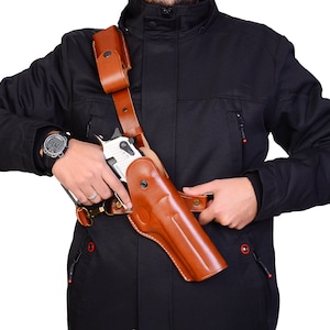 H&K 45, HK VP9, HK P30 Leather Chest Holster - Genuine Leather