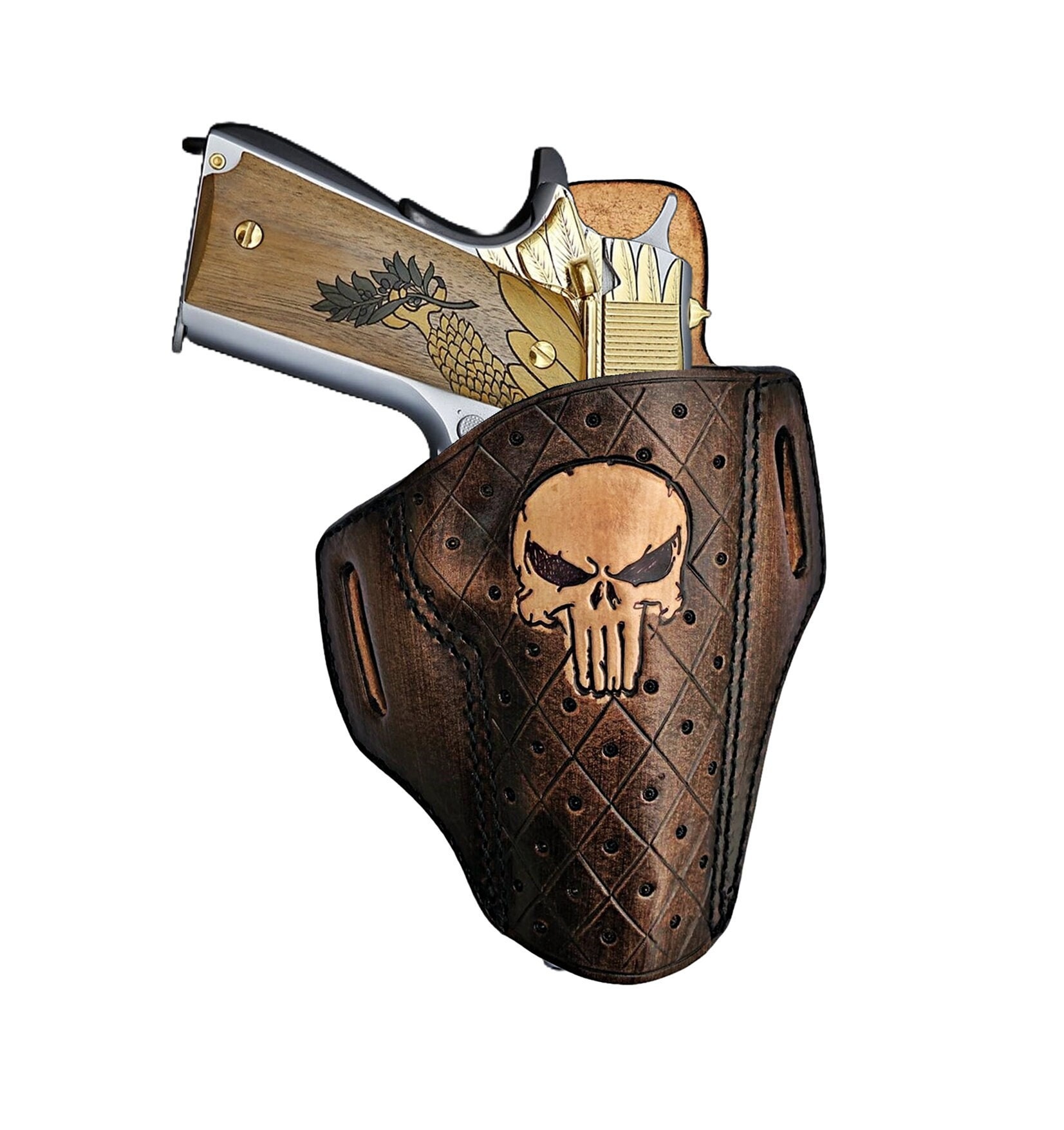 Special Patterned Leather Gun Holster Fits Sig Sauer P226, P229, P320, P365, P238, P239, P938, P250, OWB Fast Draw, Premium Leather