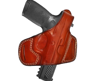 Handmade Leather Pancake Holster: Fits HK 45, VP9, P30