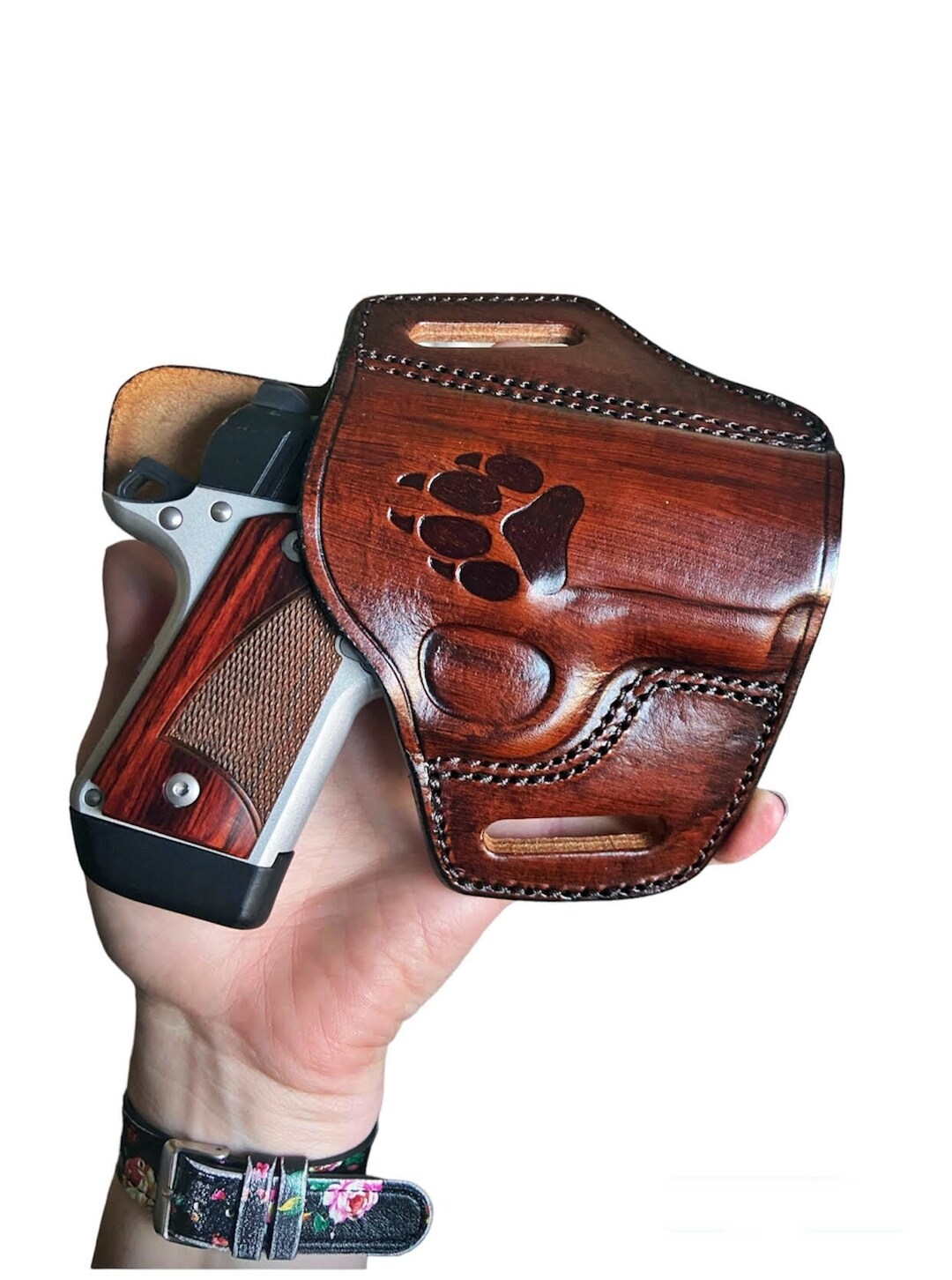 Handmade Leather Holster: Fits Sig Sauer & 1911 - Genuine Calf