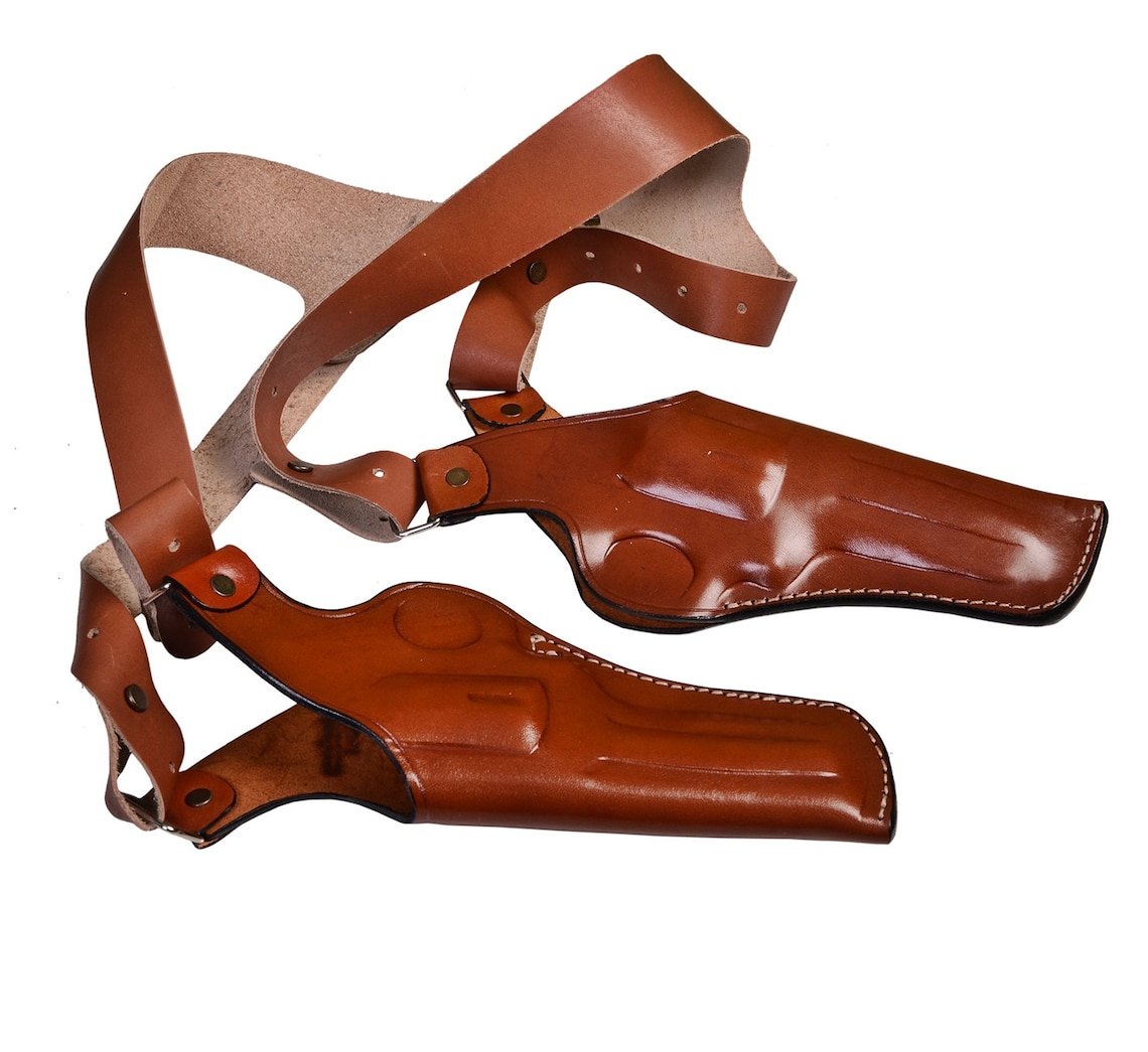 Leather Double Gun Shoulder Holster For SW 686 357 Magnum Etsy