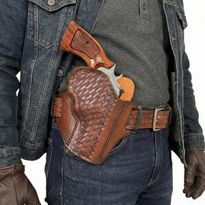 Fondina in pelle Colt King Cobra o Colt Python - Vera pelle - Fondina in pelle per revolver