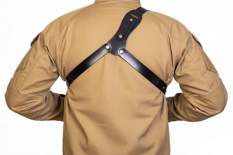 Leather Chest Holster Fits Ruger GP100, SP101 - SpeedLoader - Genuine Leather - Revolver Chest Holster image 4