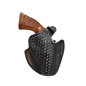 Holster en cuir pour revolver BasketWeave pour python colt, cobra royal et vipère