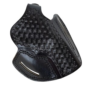 Funda de cuero para revólver BasketWeave para Ruger GP100 o SP101 imagen 9