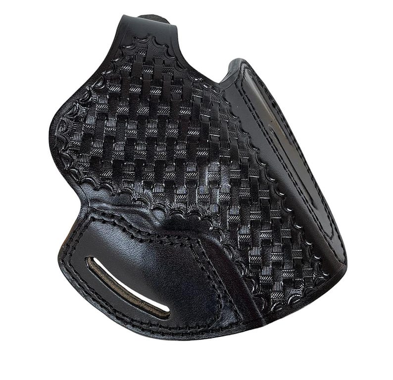 Funda de cuero para revólver BasketWeave para Ruger GP100 o SP101 imagen 9