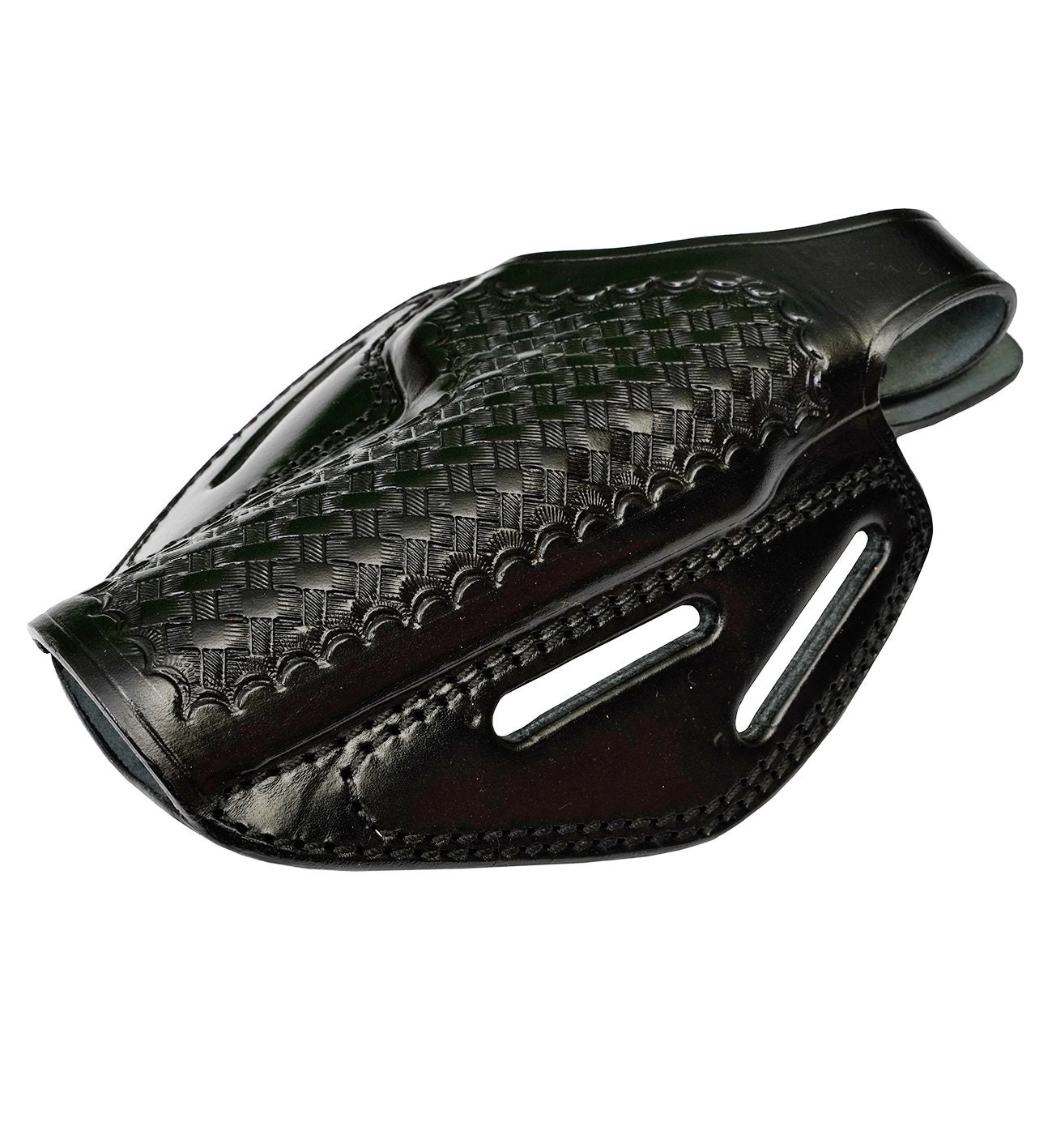 Leather Holster For Colt 1911 - Basket Weave - 3 Slot Belts - Genuine Leather - Thumb Break
