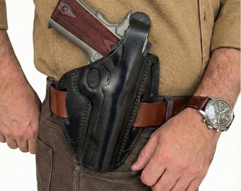 Pro Carry ON DUTY Leather Holster – OWB, Thumb Break, RH, Fits Glock 17 19 22 23 26 27 31 32 33 36