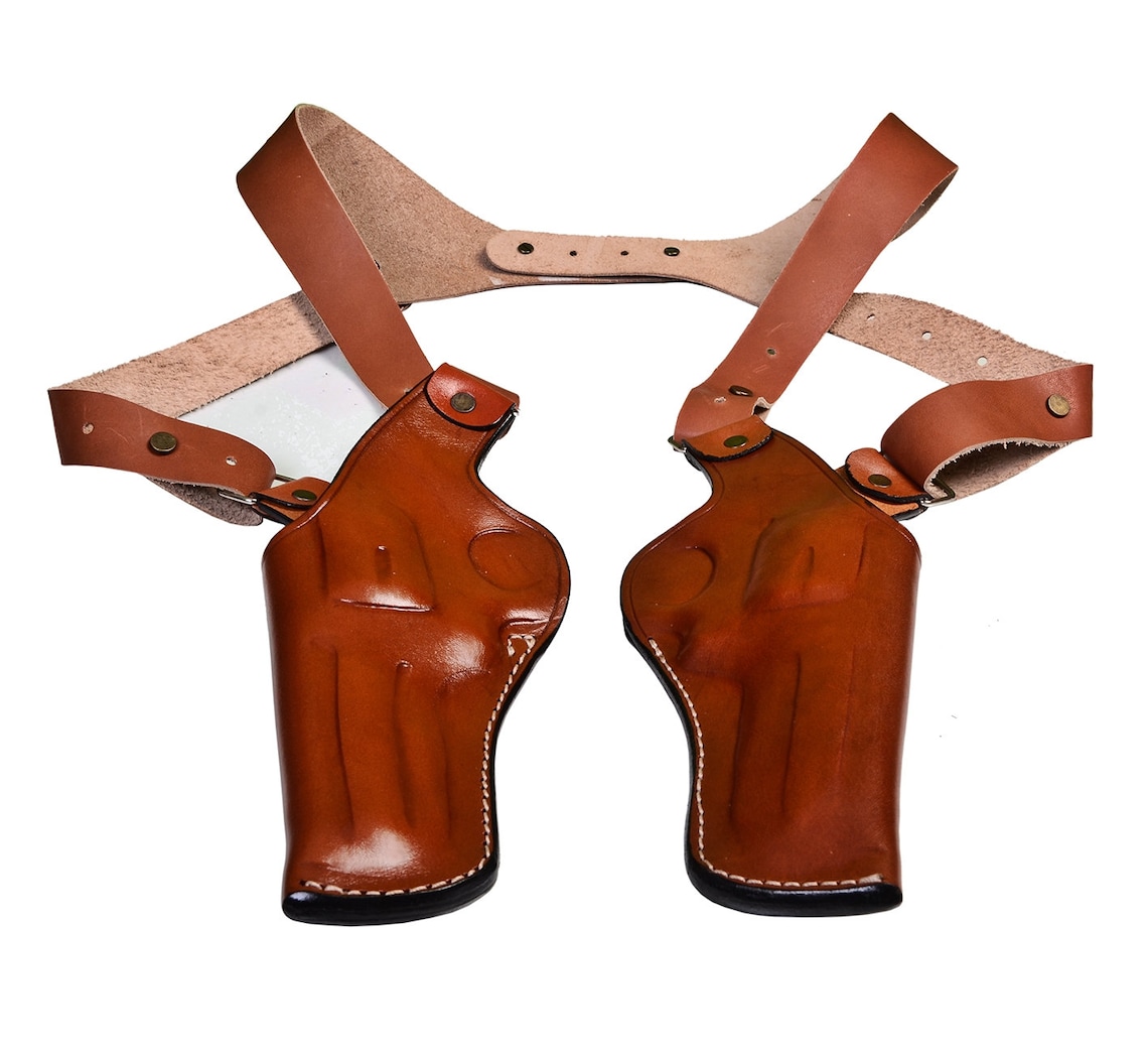 Leather Double Gun Shoulder Holster for SW 686 357 Magnum Etsy UK