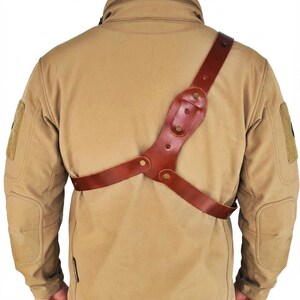 Leather Chest Holster Fits Ruger GP100, SP101 - SpeedLoader - Genuine Leather - Revolver Chest Holster image 8