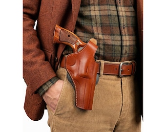 Leather Paddle Holster Fits Colt Python 4.25 inch Barrel