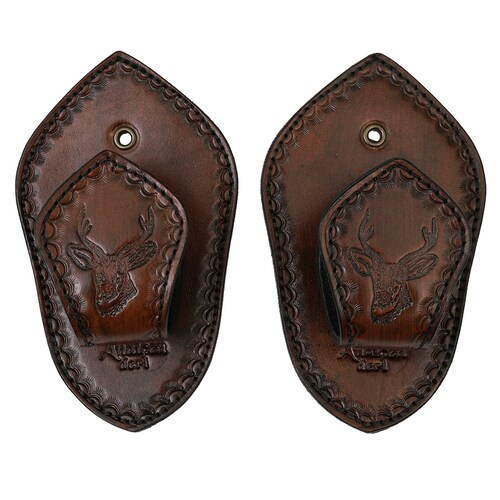 Rifle Wall Hanger Apparatus, Shotgun Wall Hanger Apparatus, Rifle Holder, Genuine Leather (Stell )