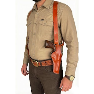 Schulterholster aus Leder für Revolver, passend für S&W Modell 686 mit 3, 4 und 6 Zoll Lauflänge