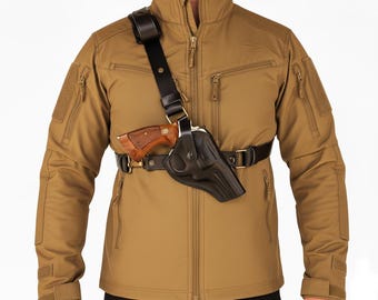 Leder Brustholster passend für Ruger DP100, SP101 - SpeedLoader - Echtleder - Revolver Brustholster