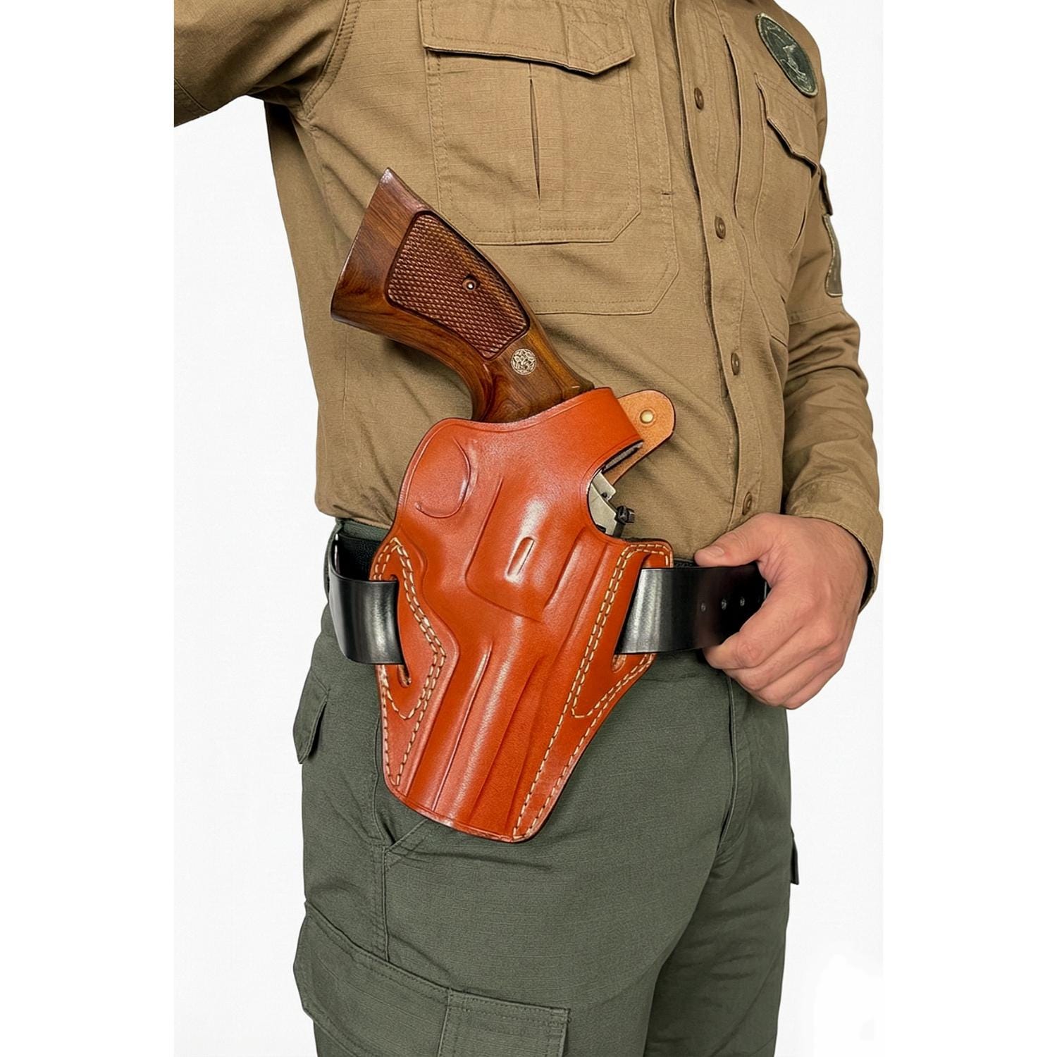 Leather Belt Holster Fits Ruger GP100 or SP101