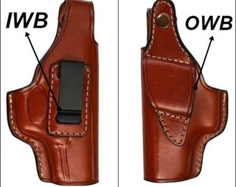 OWB-IWB Leather Holster For Sig Sauer P226, P229, P320, P365, P250, P238, P239, P938, 1911 - Brown or Black - Genuine Leather