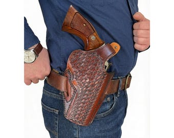 Funda de cuero premium para Colt Python, King Cobra y Viper - BasketWeave