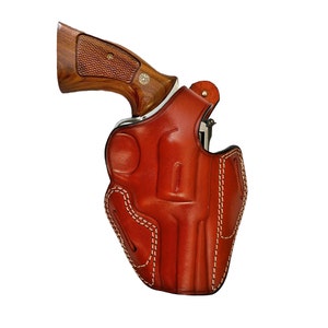 Leather Holster Fits SW Model 686, 586, 637, 60, 10, 19 - Speed Loader - Genuine Leather - Revolver Leather Holster