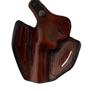 Funda de cuero para revólver BasketWeave para Ruger GP100 o SP101 imagen 7