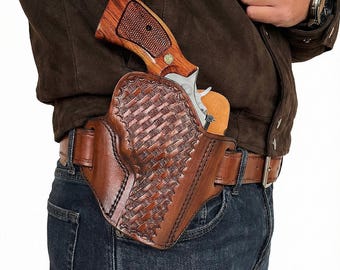 Leather Basketweave Belt Holster for Taurus 856 / 605 / 692 / 82