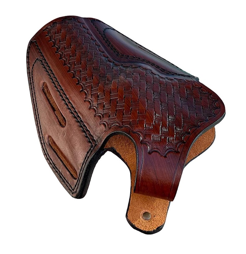 Funda de cuero para revólver BasketWeave para Ruger GP100 o SP101 imagen 6