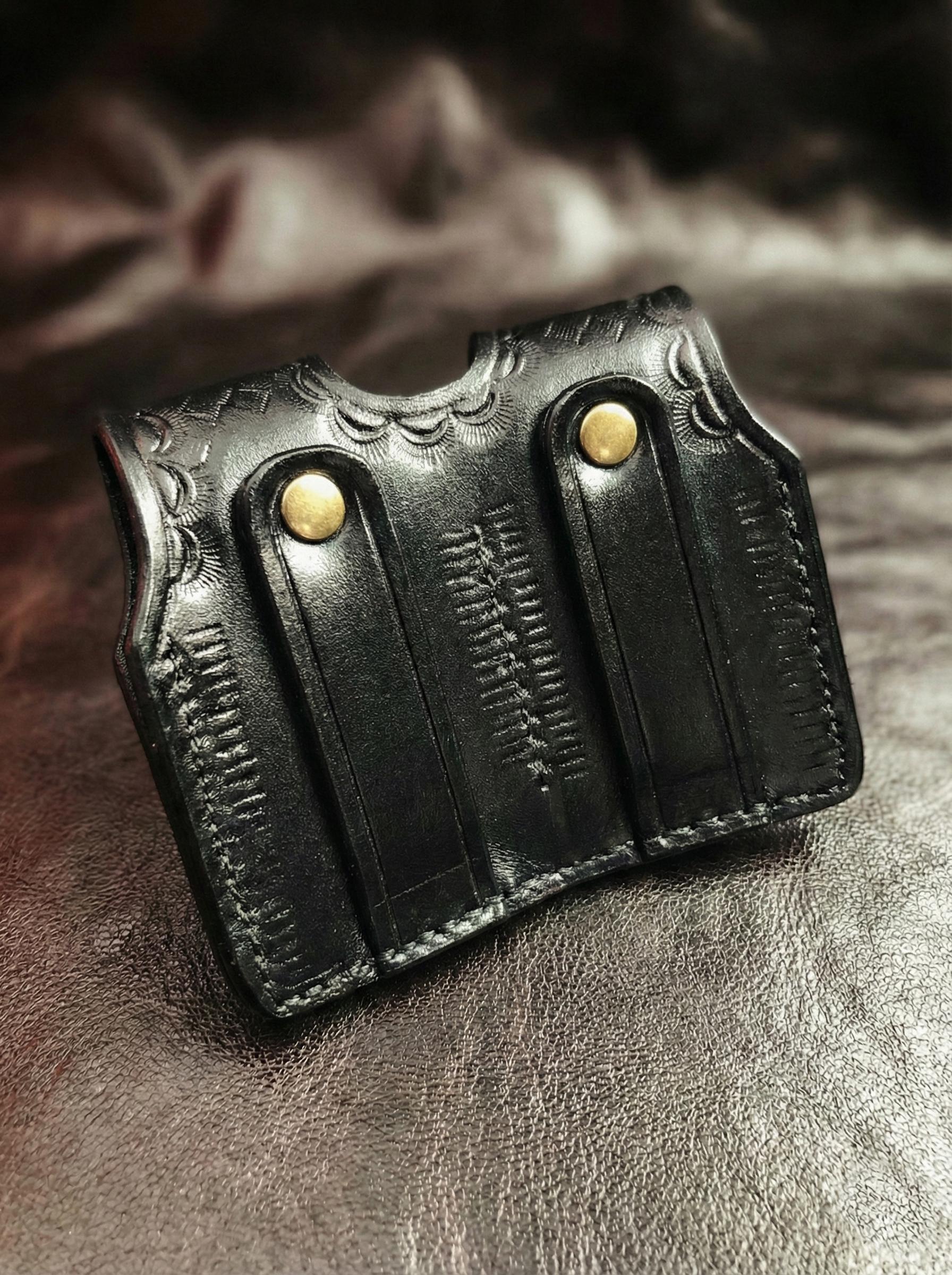 スピードローダー レザーベルト ダブルキャリア、リボルバーマガジン