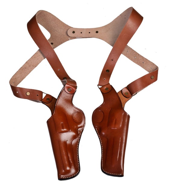 Leather Double Gun Shoulder Holster For SW 686 357 Magnum Etsy