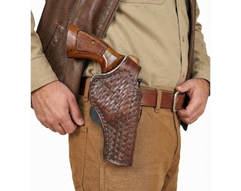 Leather Paddle Holster GP100 & SP101, Basket Weave