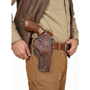 Funda de cuero para Colt Python, King Cobra y Viper - BasketWeave