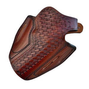 Funda de cuero para revólver BasketWeave para Ruger GP100 o SP101 imagen 4
