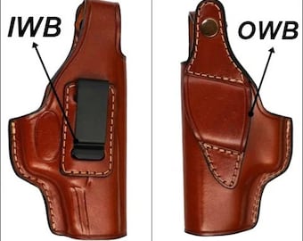 OWB,IWB Leather Holster Fits Colt 1911 - Double Magazine - Genuine Leather