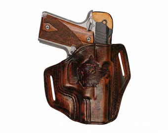 Colt 1911 or 1911 Defender Leather OWB Handmade Holster