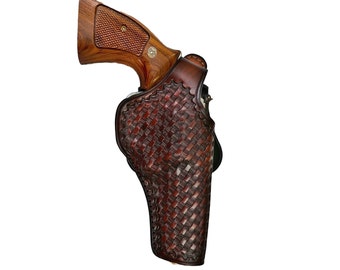 Paddle Leather Holster Fits SW Model 686, 586 - Genuine Leather - Revolver Paddle Holster