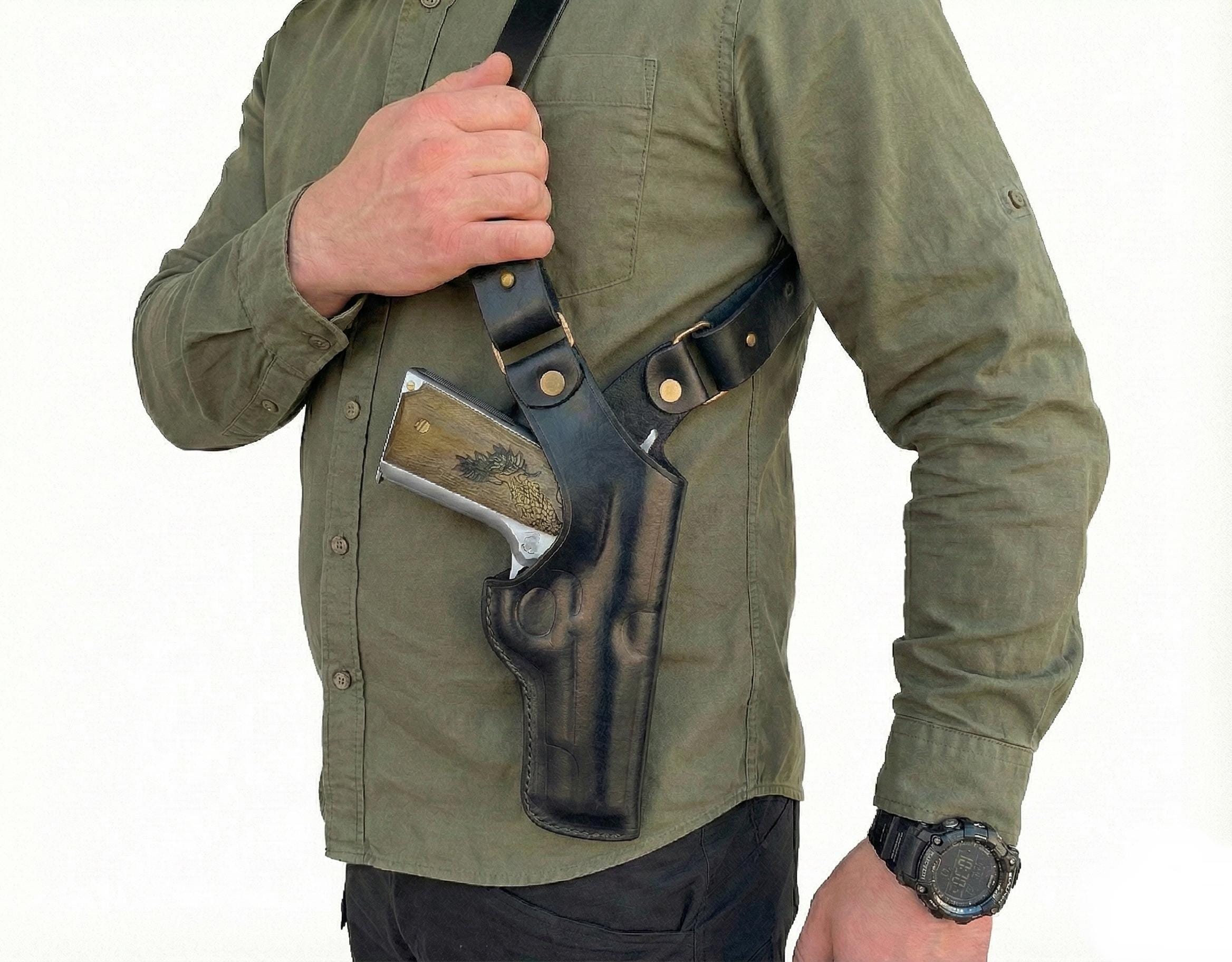 レザーショルダーホルスター（ブラウニングHP＆1911、ダブルマガジン