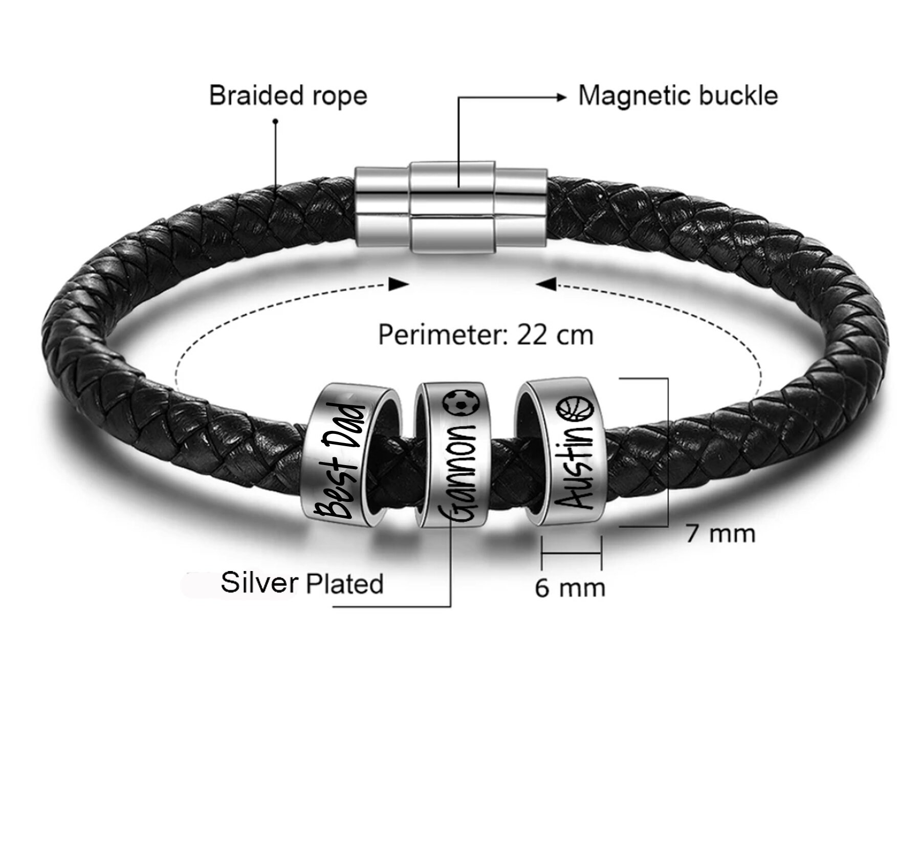 Men Bracelet Dad Bracelet Father's Day Gift Family Etsy