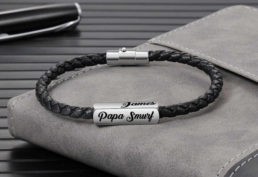 Men Leather Bracelet family Name Bracelet Dad Bracelet Etsy