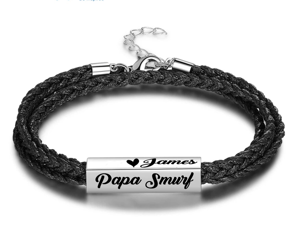 Men Leather Bracelet family Name Bracelet Dad Bracelet Etsy